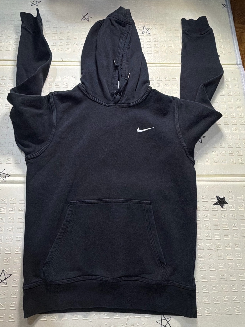Nike Black Crewneck Pullover Hoodie with White Swoosh